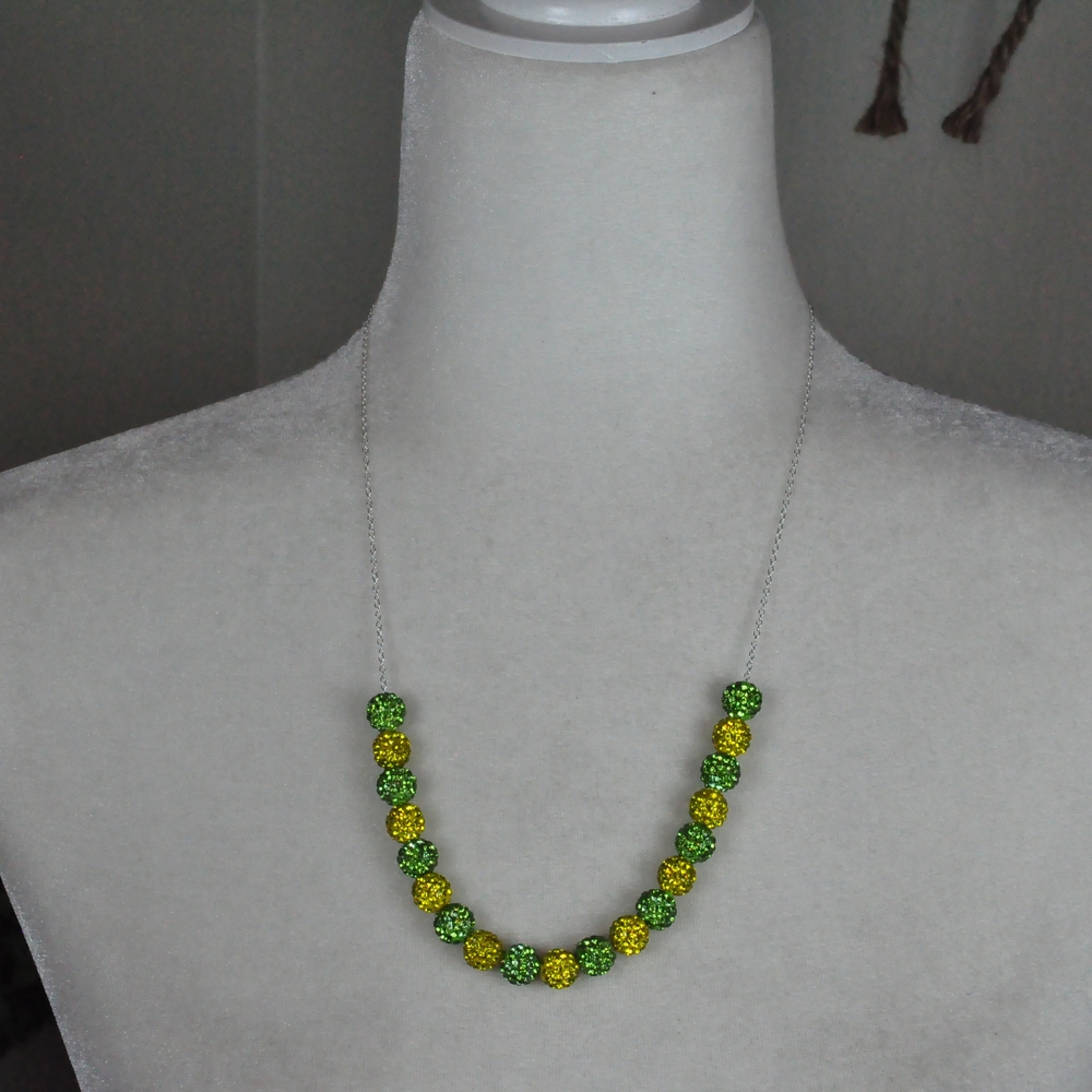 Vibrant Green and Yellow Beaded Necklace